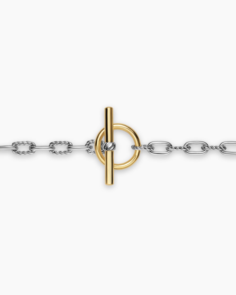 Womens DY Madison Toggle Chain Necklace in Sterling Silver with 18K Yellow Gold, 3mm