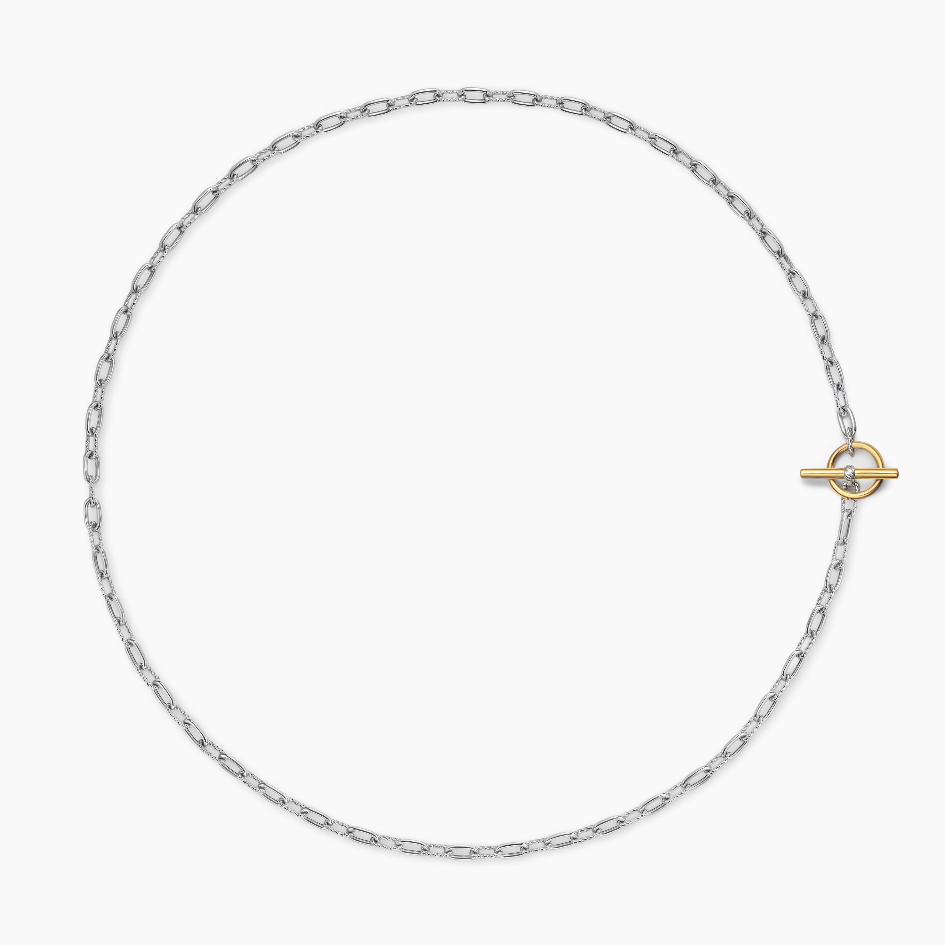 Womens DY Madison Toggle Chain Necklace in Sterling Silver with 18K Yellow Gold, 3mm