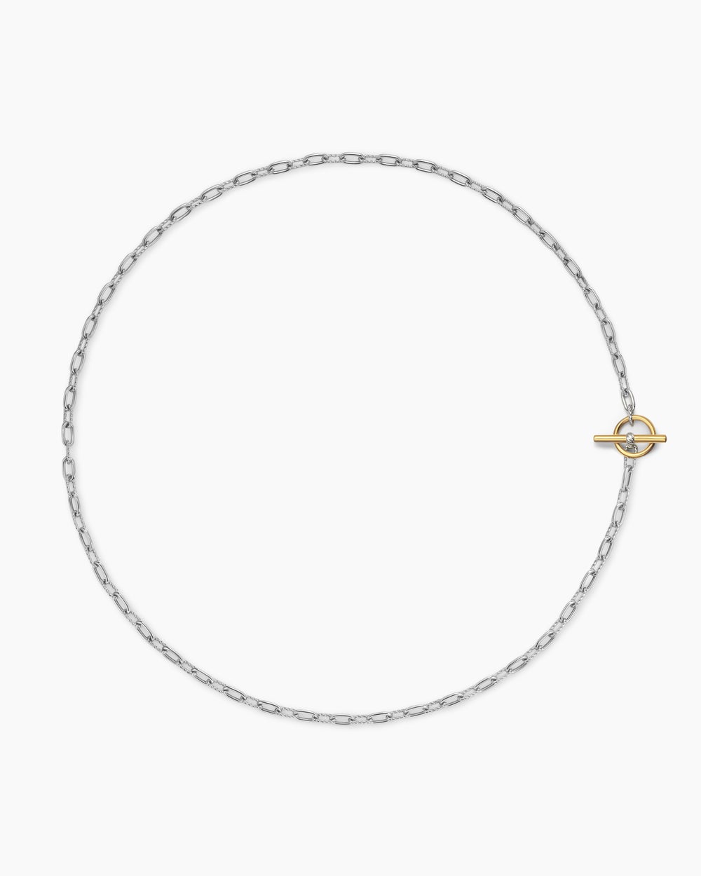 Womens DY Madison Toggle Chain Necklace in Sterling Silver with 18K Yellow Gold, 3mm