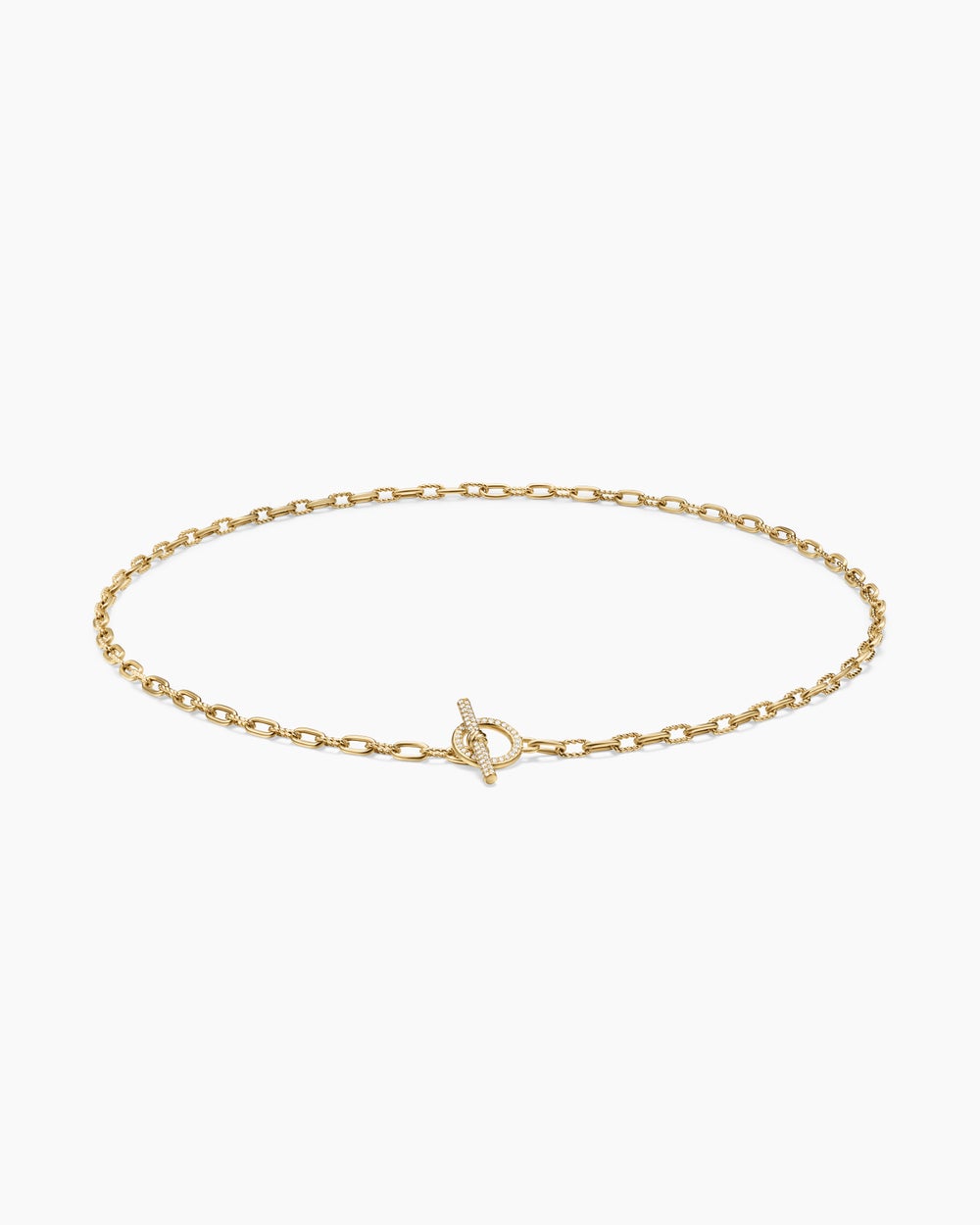 Womens DY Madison Pavé Toggle Chain Necklace in 18ct Yellow Gold, 3mm
