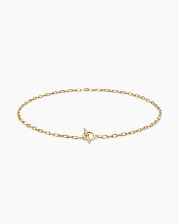 DY Madison® Pavé Diamond Toggle Chain Necklace in 18K Yellow Gold, 3mm