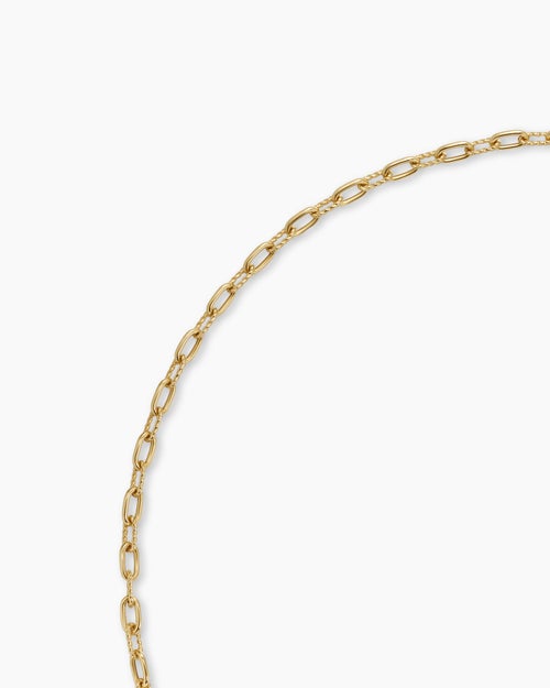 Womens DY Madison Pavé Toggle Chain Necklace in 18K Yellow Gold, 3mm