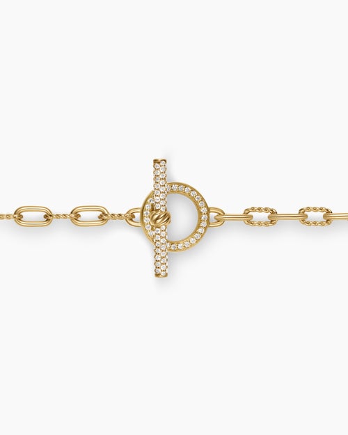 Womens DY Madison Pavé Toggle Chain Necklace in 18K Yellow Gold, 3mm
