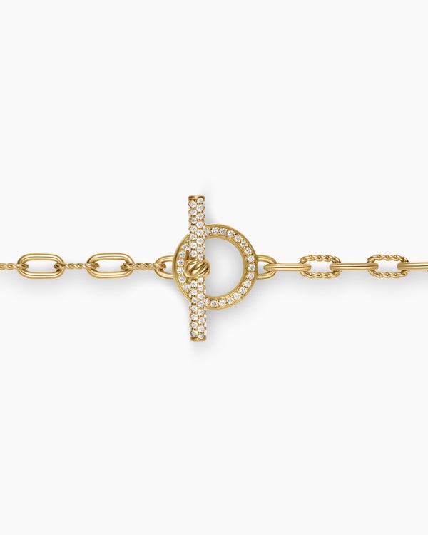 DY Madison Pavé Toggle Chain Necklace in 18K Yellow Gold, 3mm