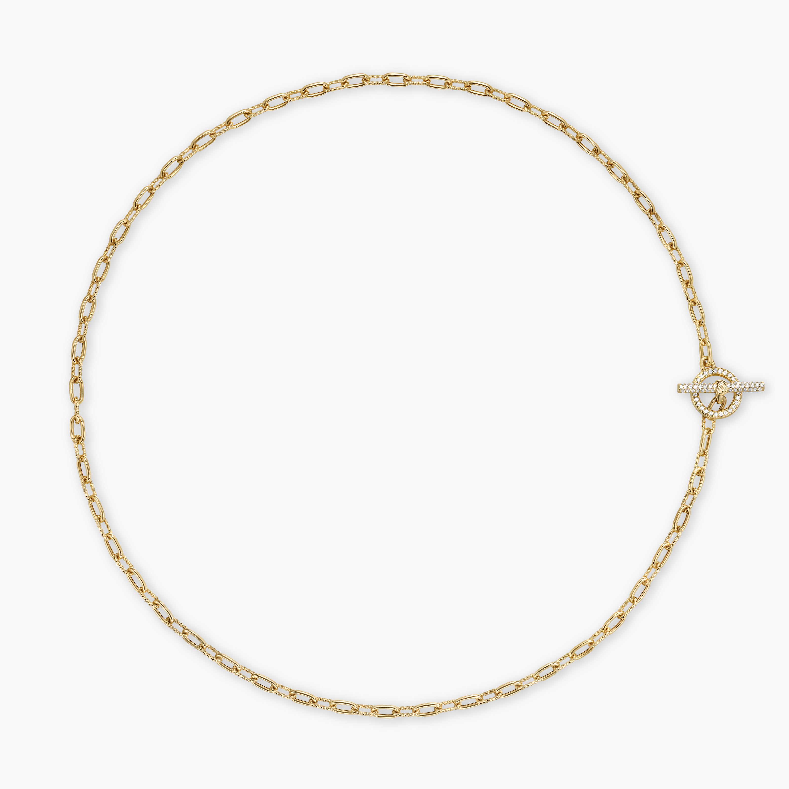 Womens DY Madison Pav&eacute; Toggle Chain Necklace in 18K Yellow Gold, 3mm