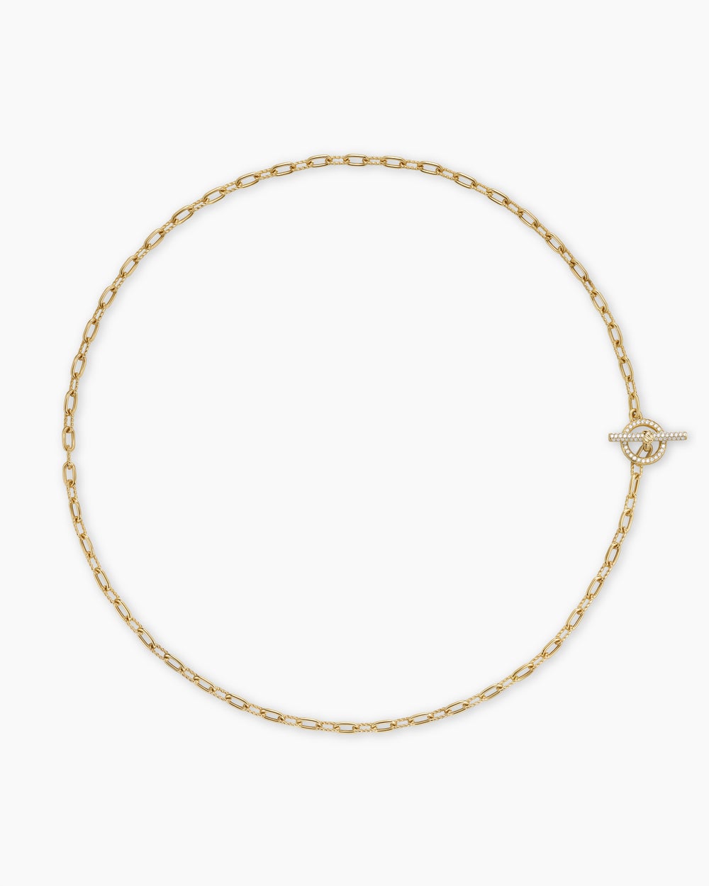 Womens DY Madison Pavé Toggle Chain Necklace in 18ct Yellow Gold, 3mm