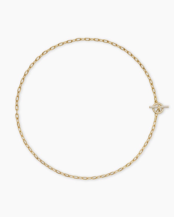 DY Madison Pavé Toggle Chain Necklace in 18K Yellow Gold, 3mm