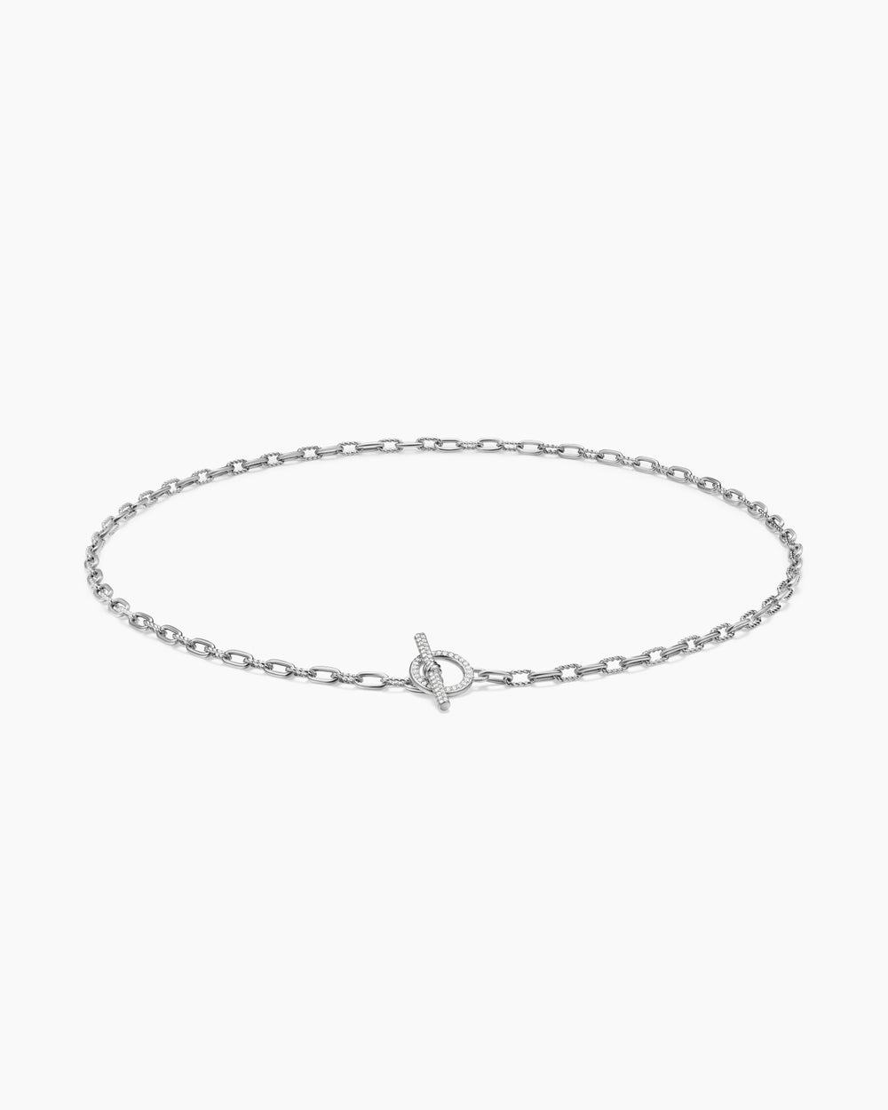 Womens DY Madison Pavé Toggle Chain Necklace in Sterling Silver, 3mm