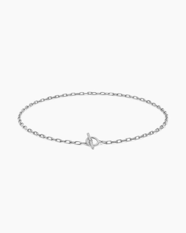 DY Madison Pavé Toggle Chain Necklace in Sterling Silver, 3mm