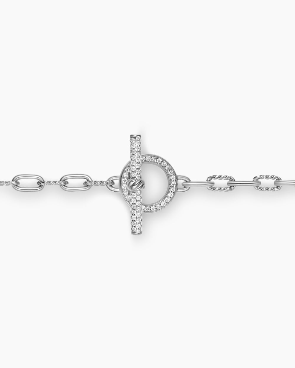 Womens DY Madison Pavé Toggle Chain Necklace in Sterling Silver, 3mm