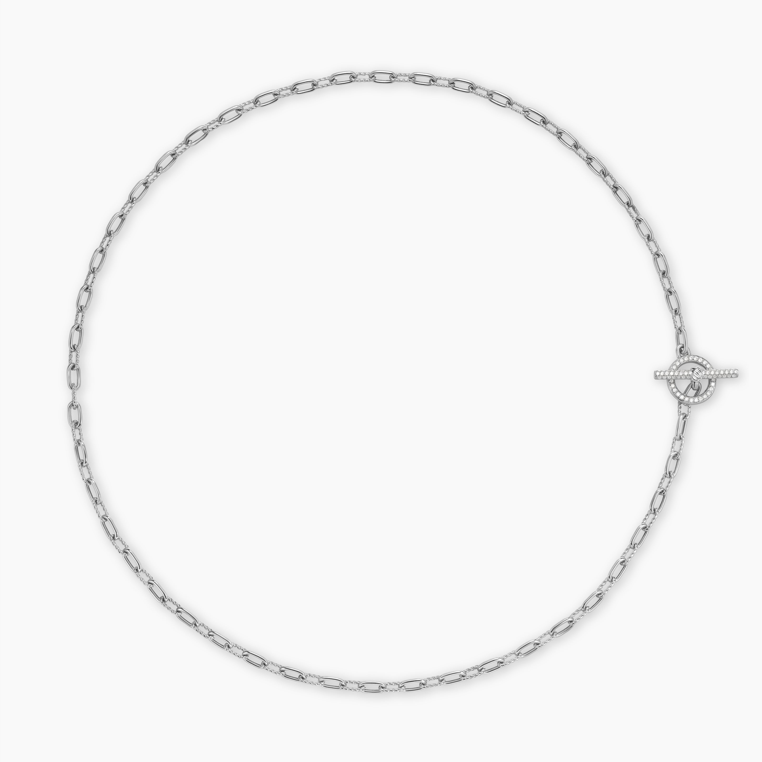 Womens DY Madison Pav&eacute; Toggle Chain Necklace in Sterling Silver, 3mm