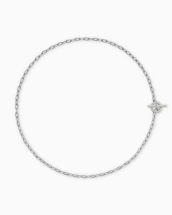 DY Madison® Pavé Diamond Toggle Chain Necklace in Sterling Silver, 3mm