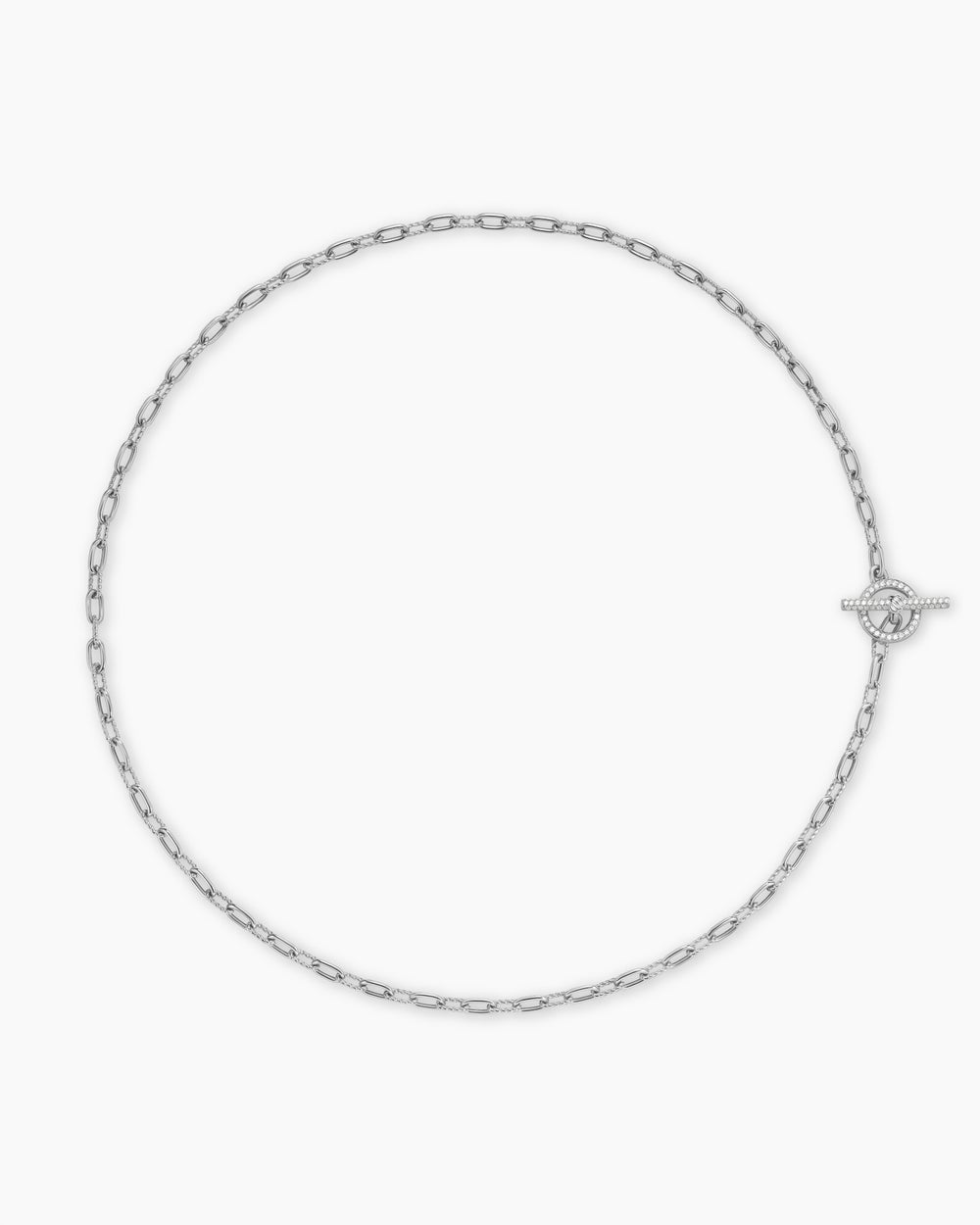 Womens DY Madison Pavé Toggle Chain Necklace in Sterling Silver, 3mm