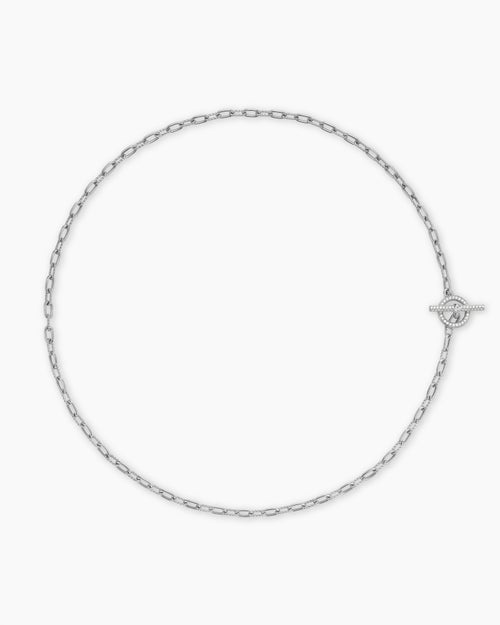 Womens DY Madison Pavé Toggle Chain Necklace in Sterling Silver, 3mm