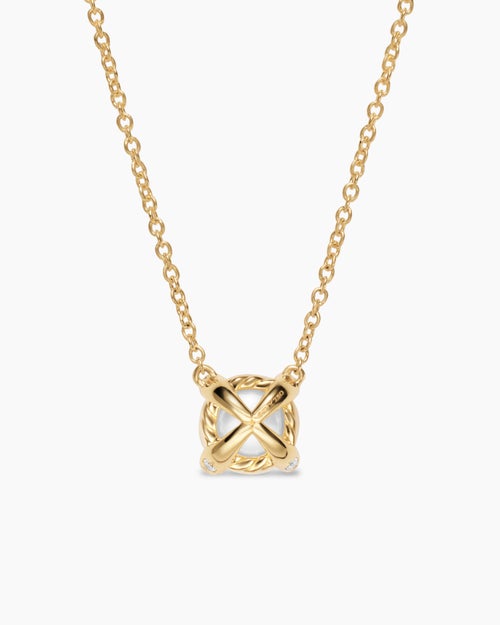 Womens Pearl Classics Necklace in 18K Yellow Gold with Diamonds, 6.5mm
