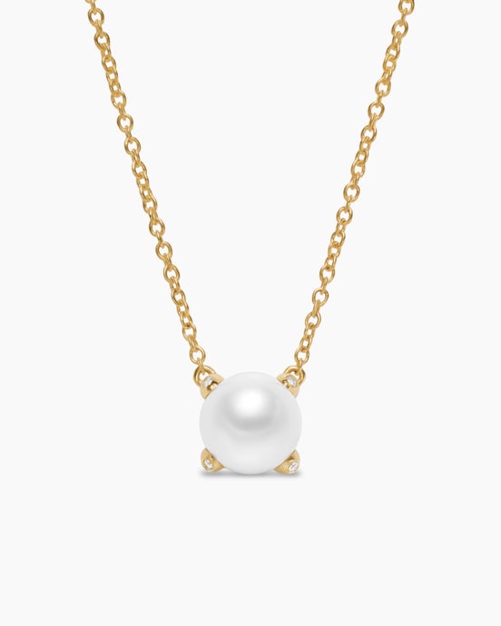 Pearl Classics Necklace in 18K Yellow Gold with Diamonds, 6.5mm