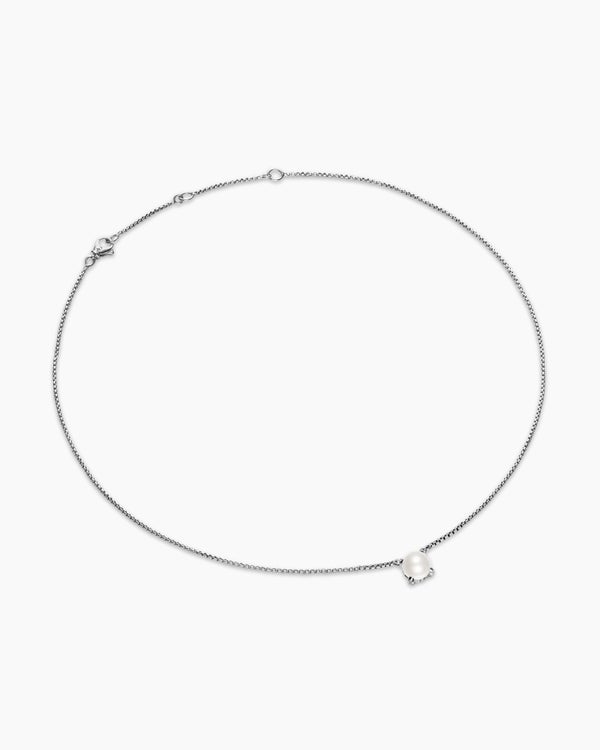 Pearl Classics Necklace in Sterling Silver with Diamonds, 6.5mm