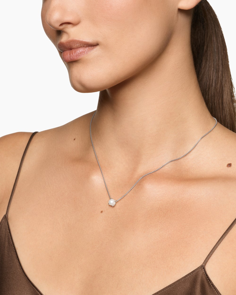 Collier Pearl Classics en argent sterling avec diamant, 6,5 mm femmes