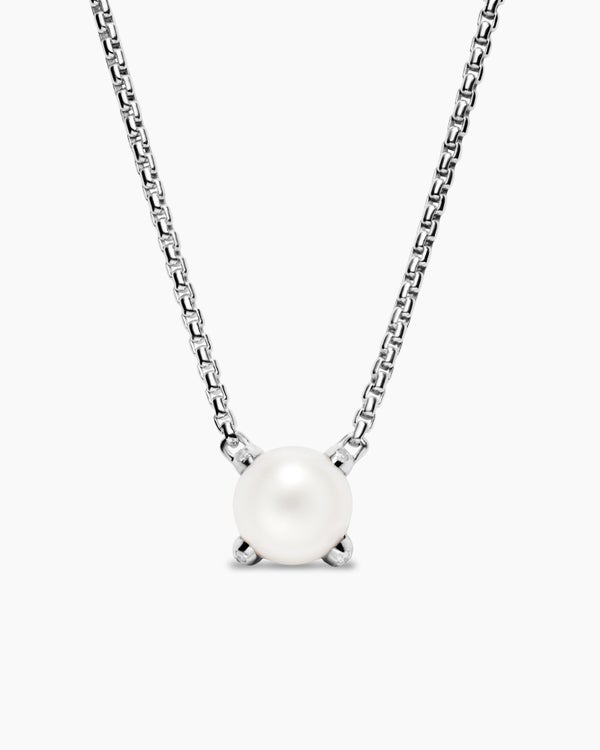Pearl Classics Necklace in Sterling Silver with Diamonds, 6.5mm