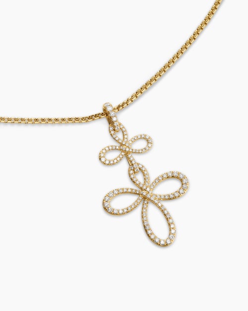 Womens Wisteria® Pendant Necklace in 18K Yellow Gold with Diamonds, 38.2mm