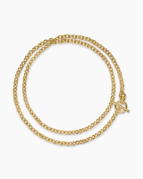 Womens DY Mercer® Double Row Toggle Chain Necklace in 18K Yellow Gold with Diamonds, 8mm