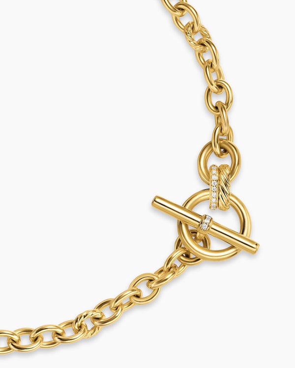 DY Mercer Toggle Chain Necklace in 18K Yellow Gold with Diamonds, 8mm