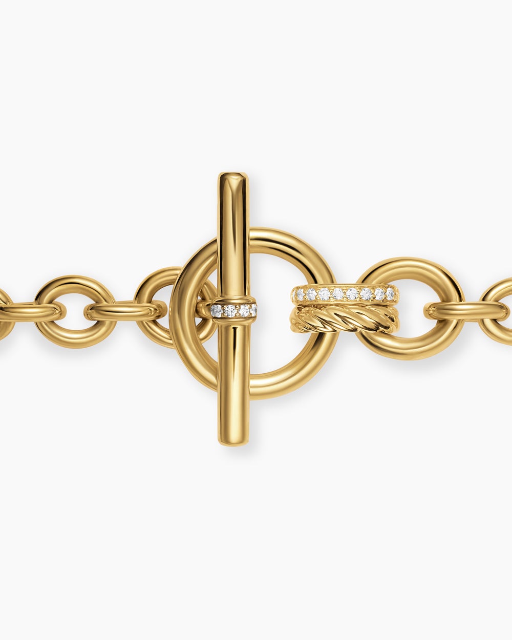 Womens DY Mercer Toggle Chain Necklace in 18K Yellow Gold with Diamonds, 8mm