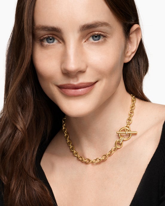 DY Mercer® Toggle Chain Necklace in 18K Yellow Gold with Diamonds, 8mm