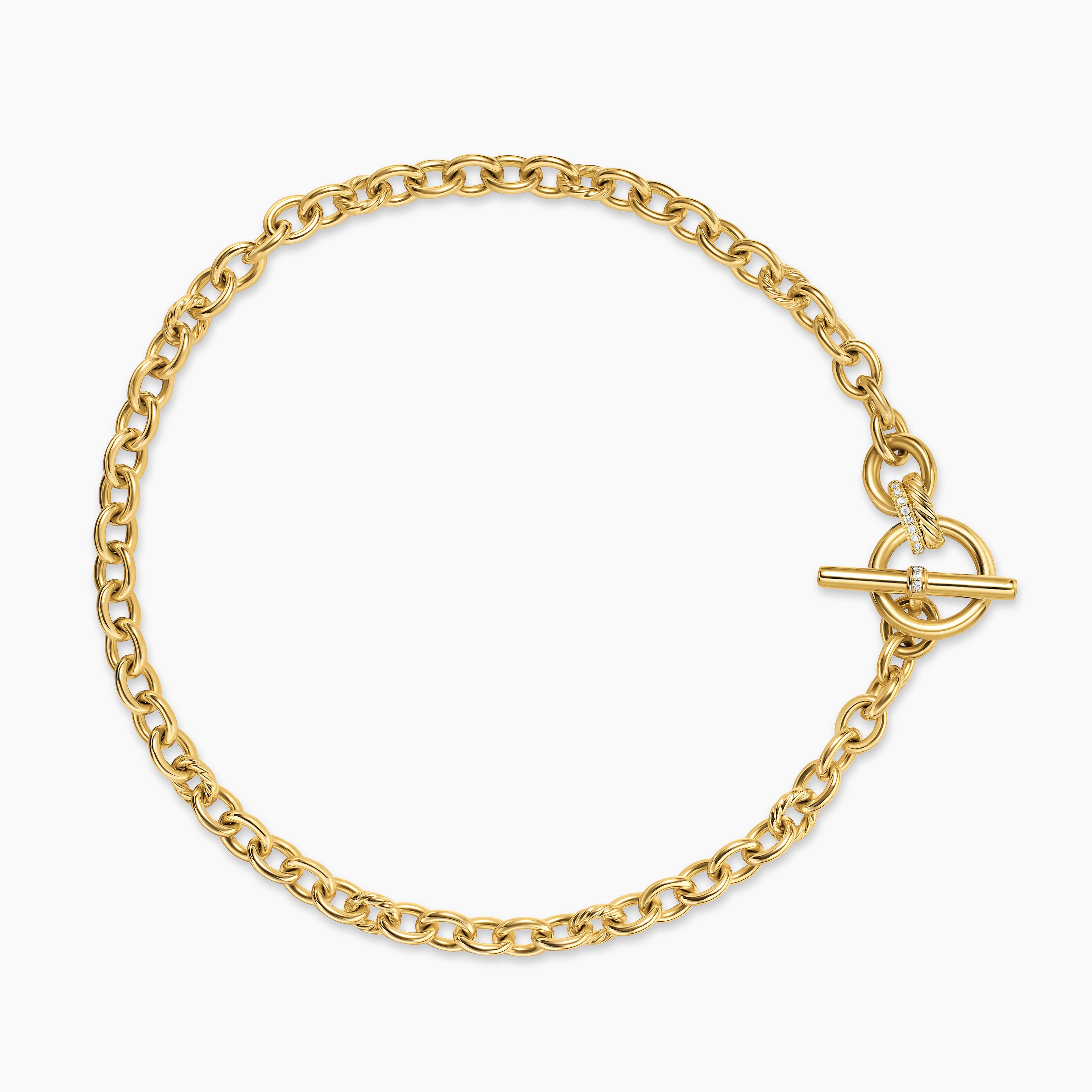 Womens DY Mercer Toggle Chain Necklace in 18K Yellow Gold with Diamonds, 8mm