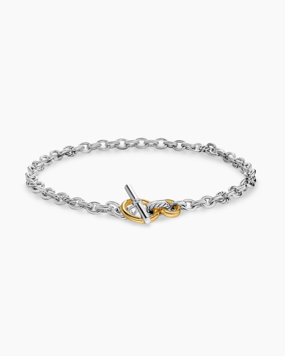 Collier chaîne à fermoir en T DY Mercer en argent sterling avec or jaune 18 carats et diamants, 8 mm femmes