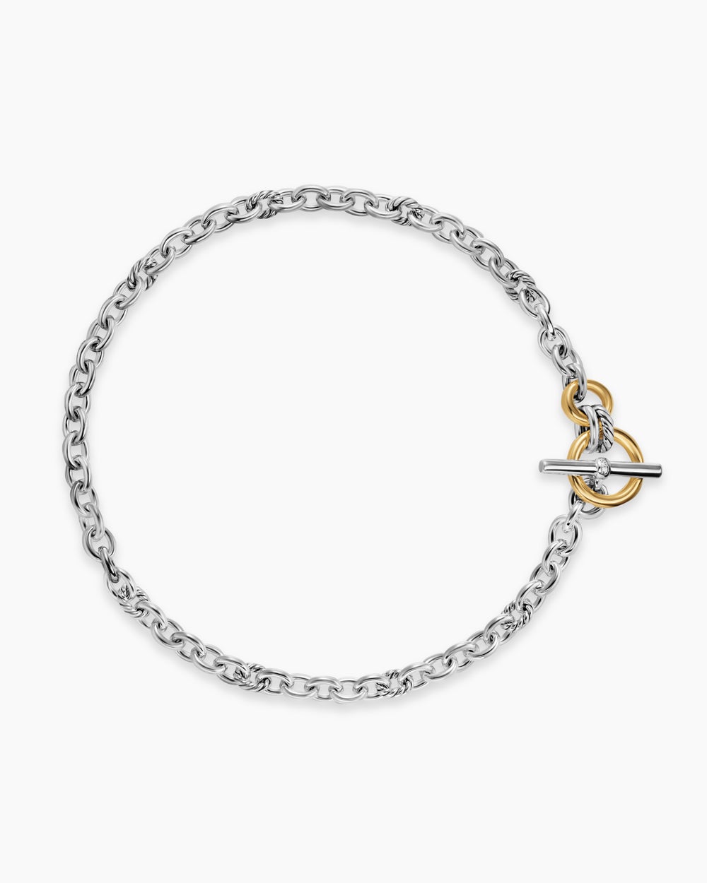 Collier chaîne à fermoir en T DY Mercer en argent sterling avec or jaune 18 carats et diamants, 8 mm femmes