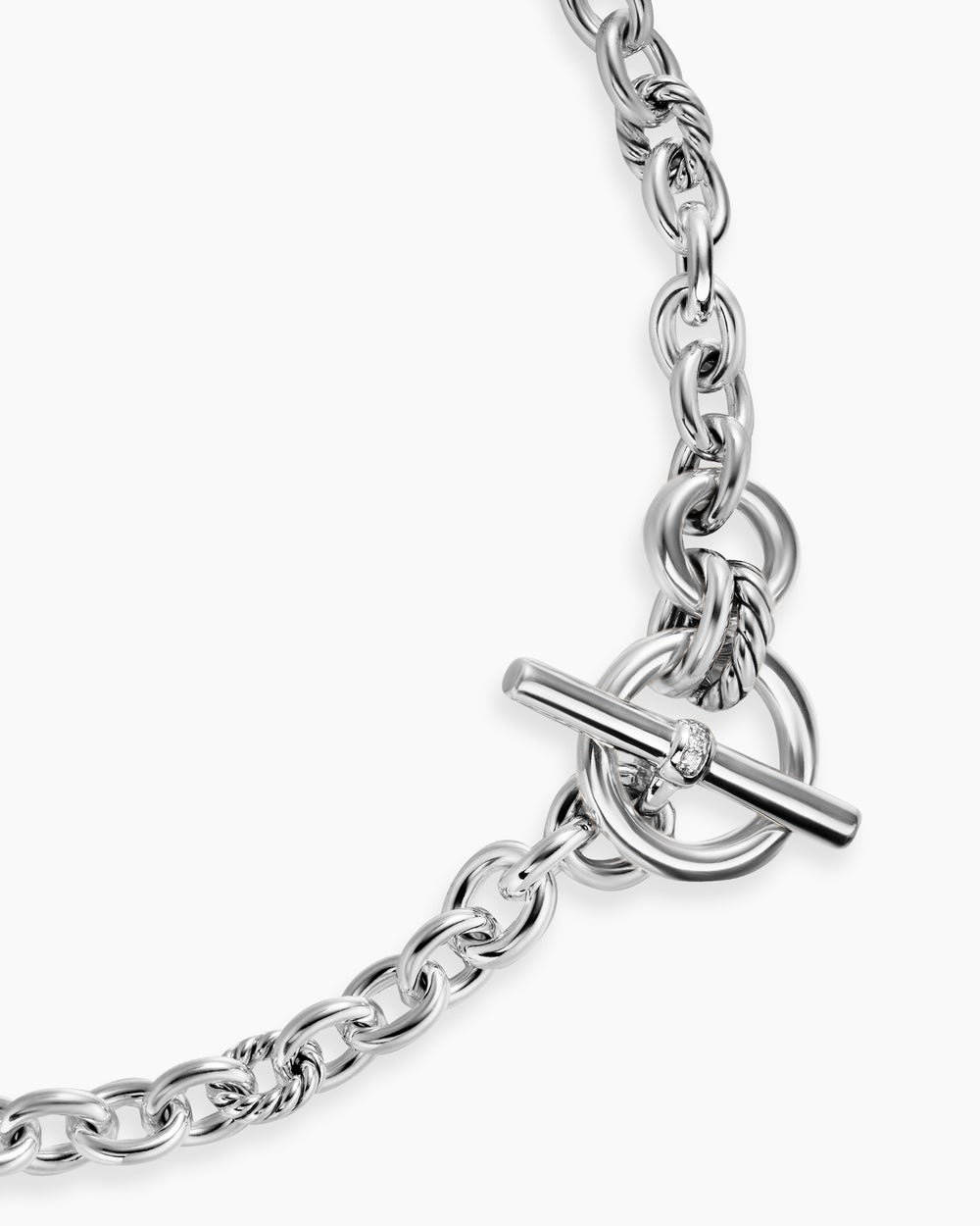 Womens DY Mercer Toggle Chain Necklace in Sterling Silver with Diamonds, 8mm