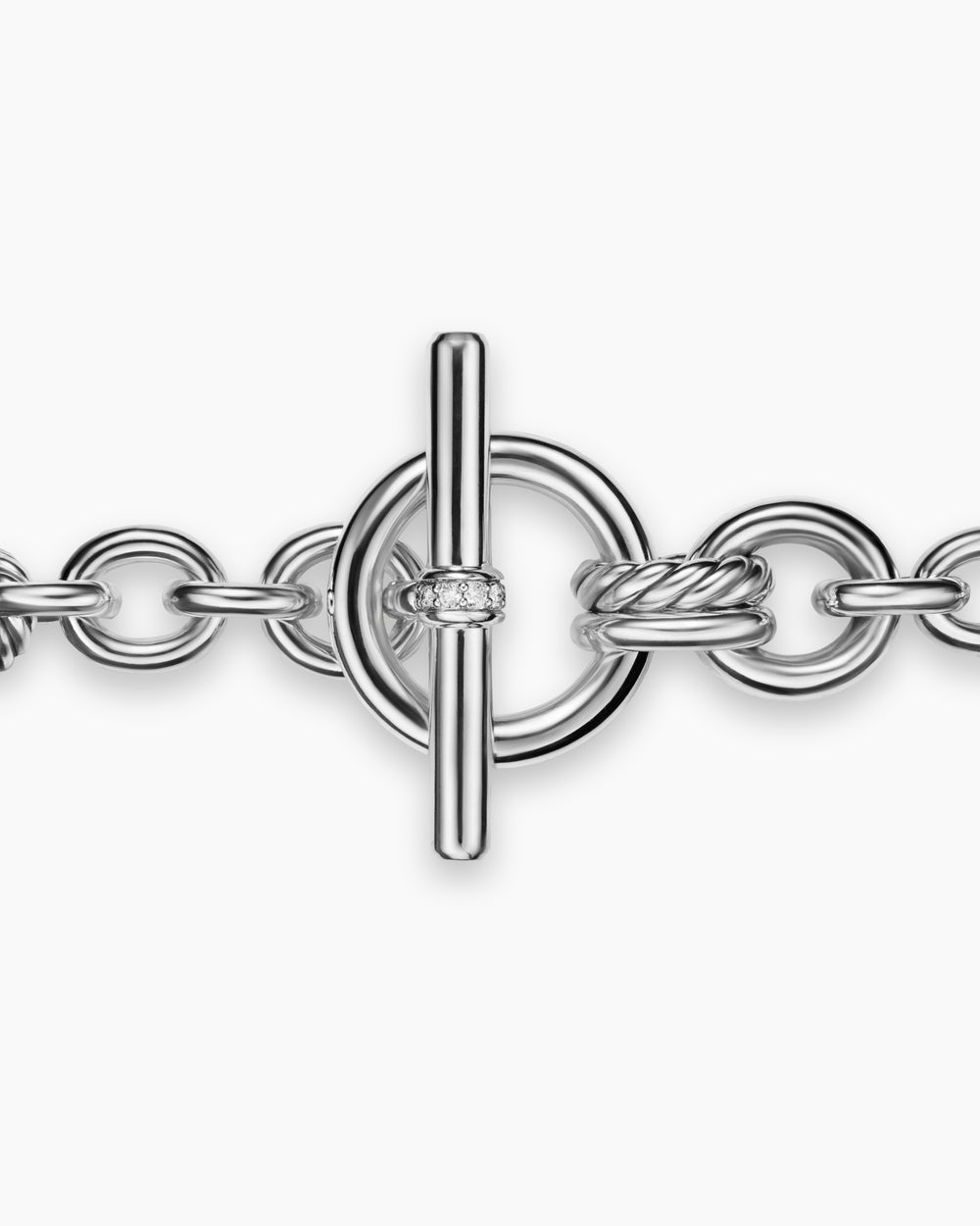 Womens DY Mercer Toggle Chain Necklace in Sterling Silver with Diamonds, 8mm