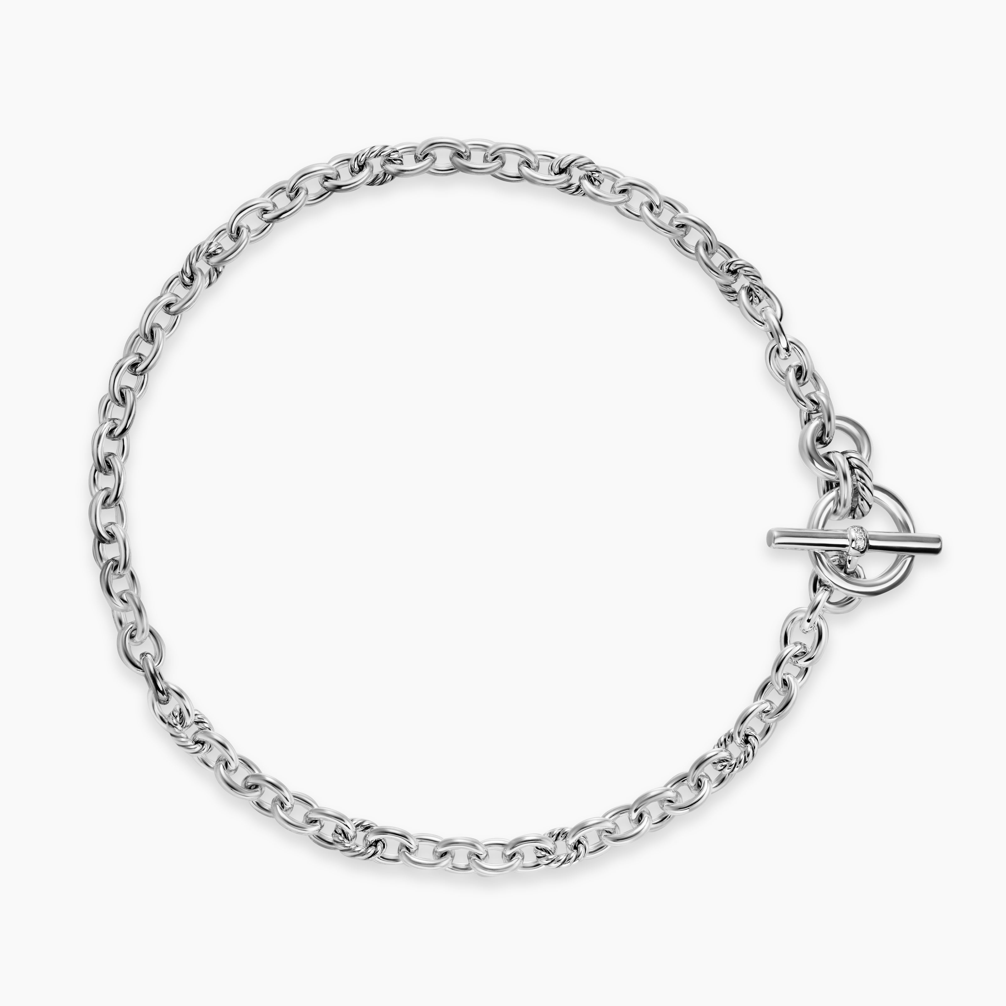 Womens DY Mercer Toggle Chain Necklace in Sterling Silver with Diamonds, 8mm