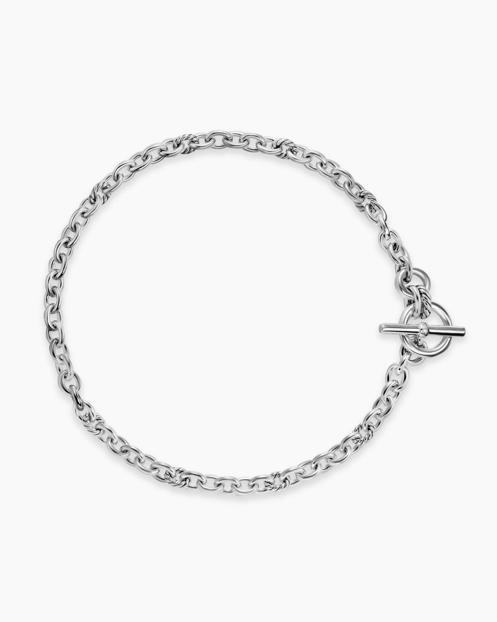 Womens DY Mercer Toggle Chain Necklace in Sterling Silver with Diamonds, 8mm