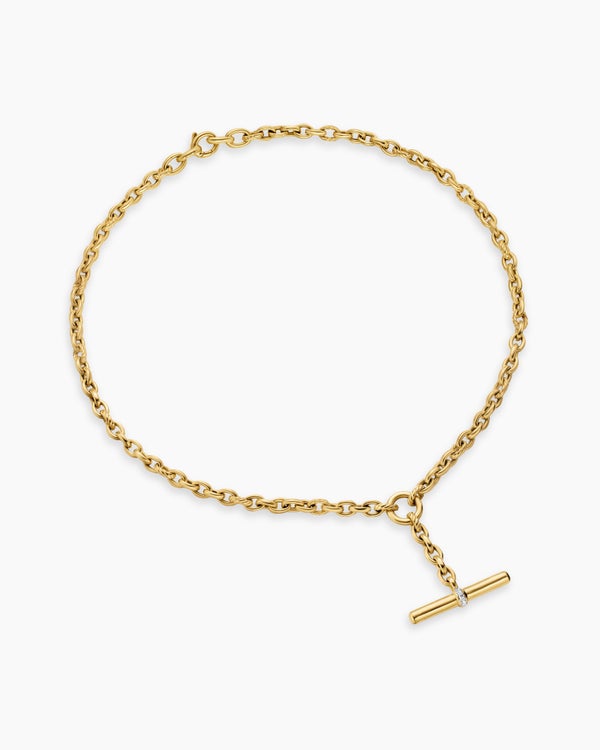 DY Mercer Petite Toggle Chain Necklace in 18K Yellow Gold with Diamonds, 4.5mm