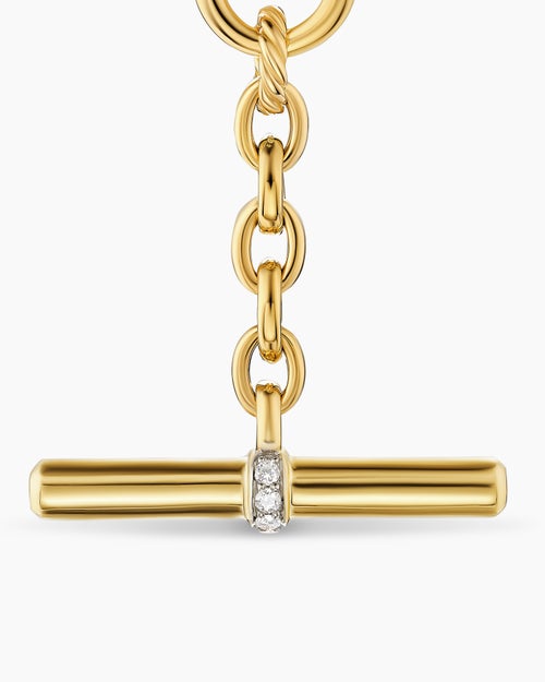 Womens DY Mercer® Petite Toggle Chain Necklace in 18K Yellow Gold with Diamonds, 4.5mm