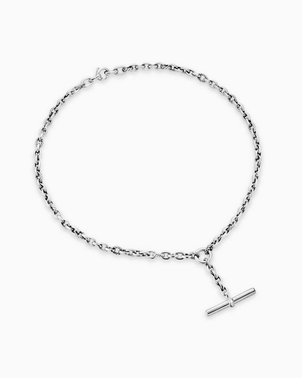 Womens DY Mercer Petite Toggle Chain Necklace in Sterling Silver with Diamonds, 4.5mm