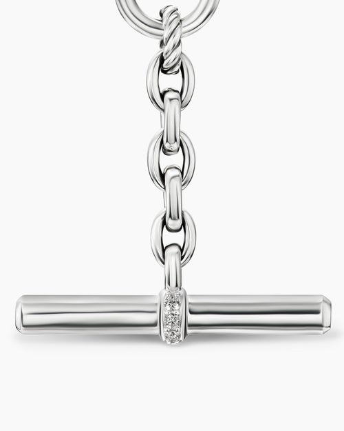 Womens DY Mercer Petite Toggle Chain Necklace in Sterling Silver with Diamonds, 4.5mm
