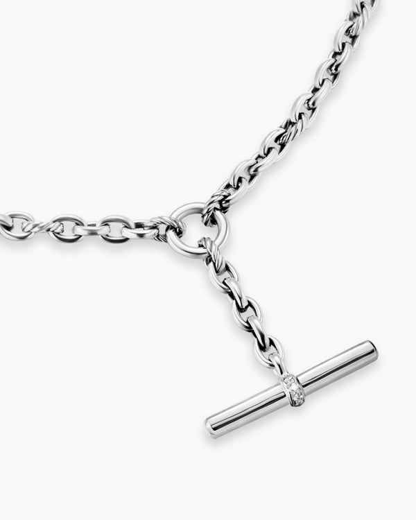 DY Mercer® Petite Toggle Chain Necklace in Sterling Silver with Diamonds, 4.5mm