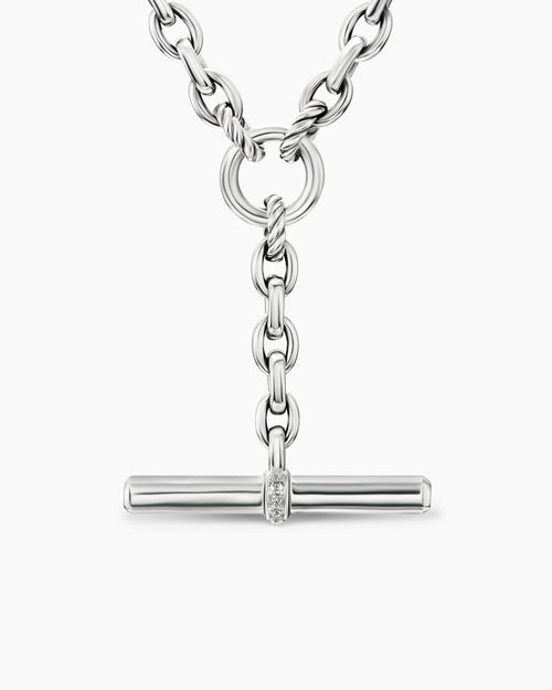 Womens DY Mercer® Petite Toggle Chain Necklace in Sterling Silver with Diamonds, 4.5mm