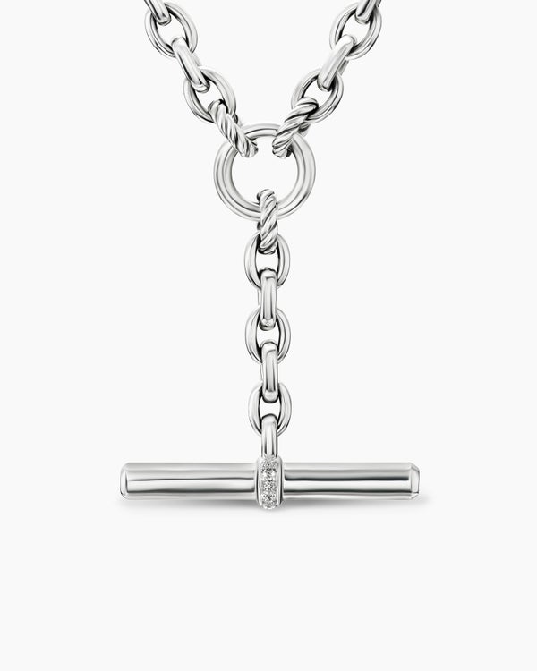 DY Mercer® Petite Toggle Chain Necklace in Sterling Silver with Diamonds, 4.5mm