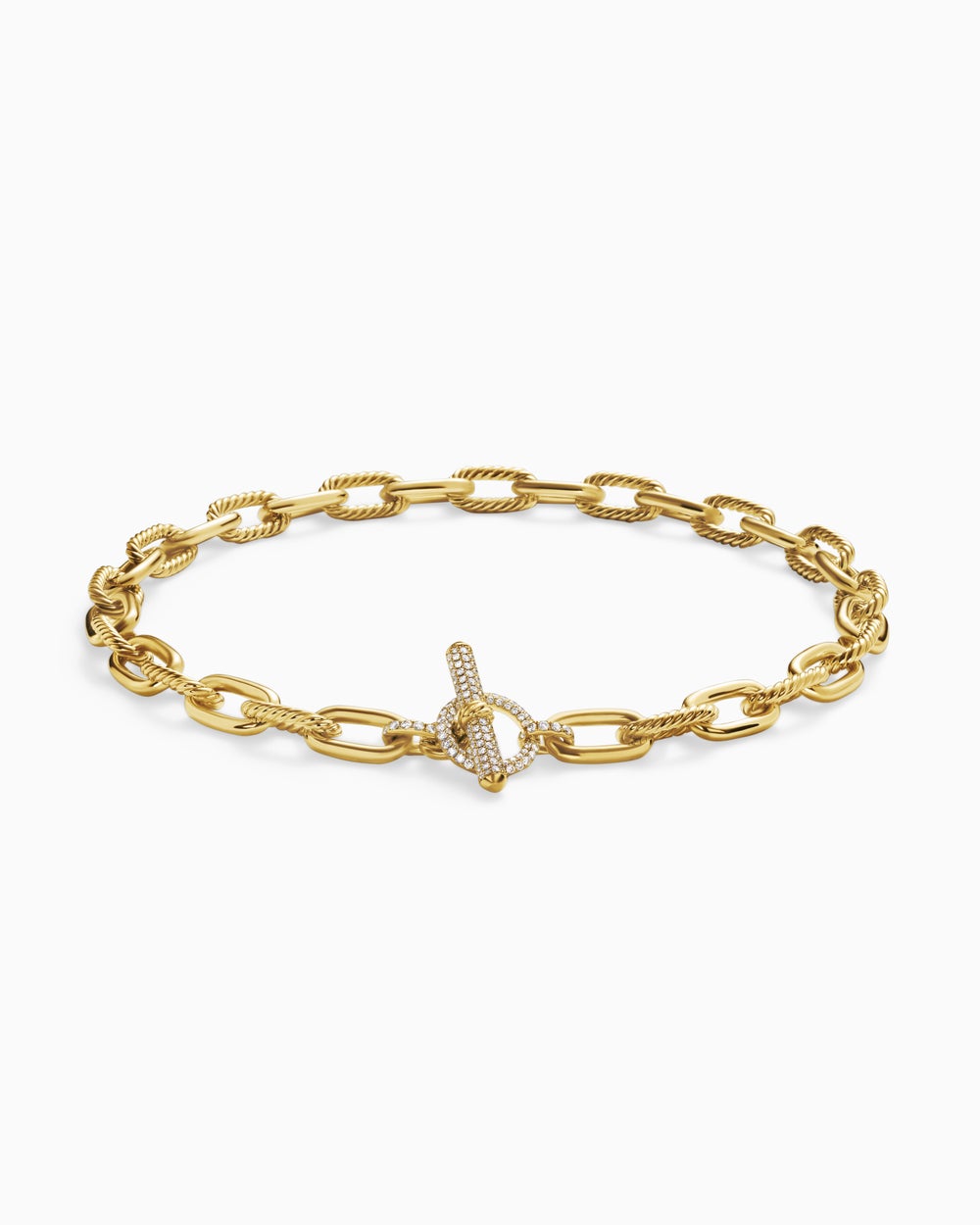 Womens DY Madison® Toggle Chain Necklace in 18K Yellow Gold with Diamonds, 11mm