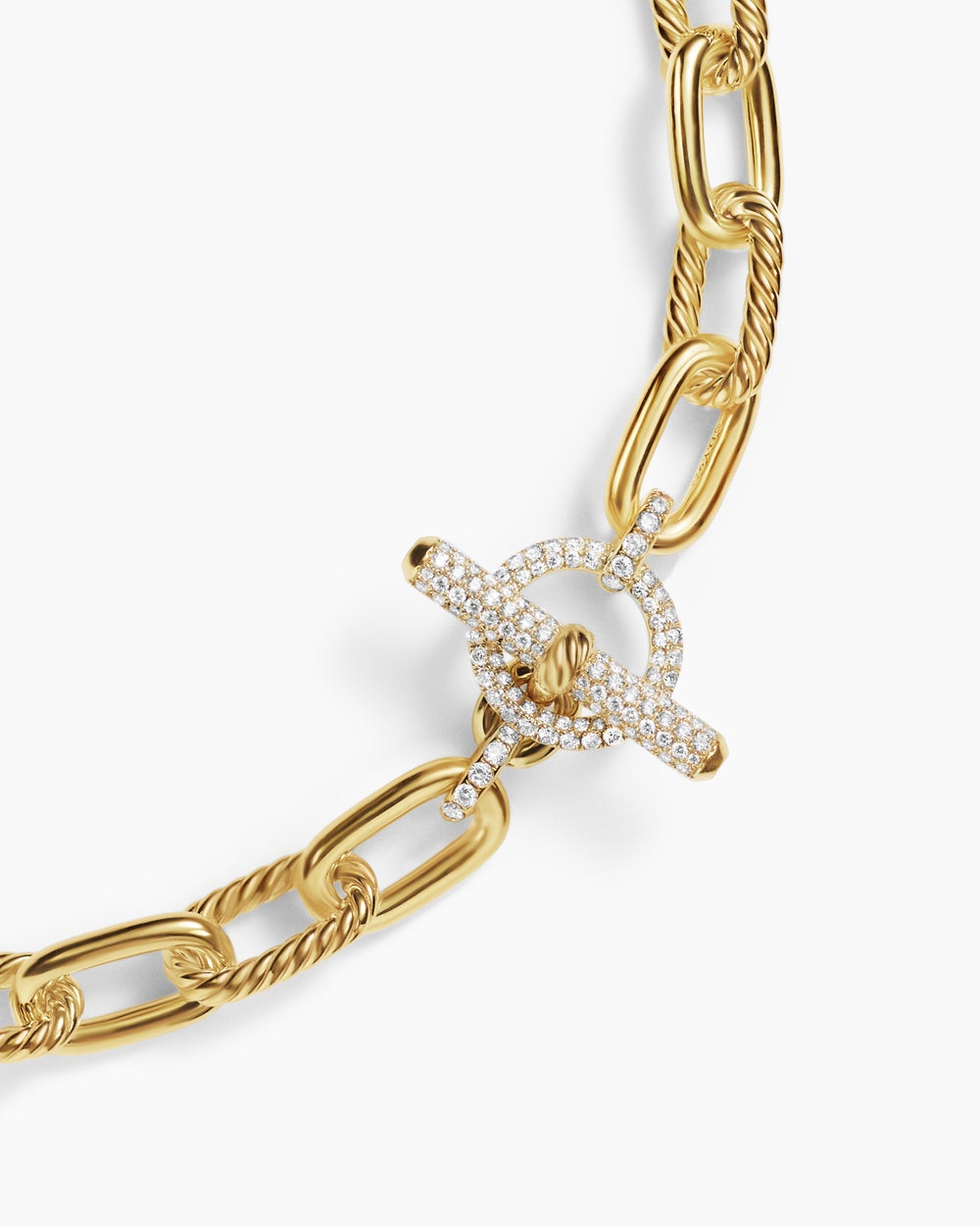Womens DY Madison® Toggle Chain Necklace in 18K Yellow Gold with Diamonds, 11mm