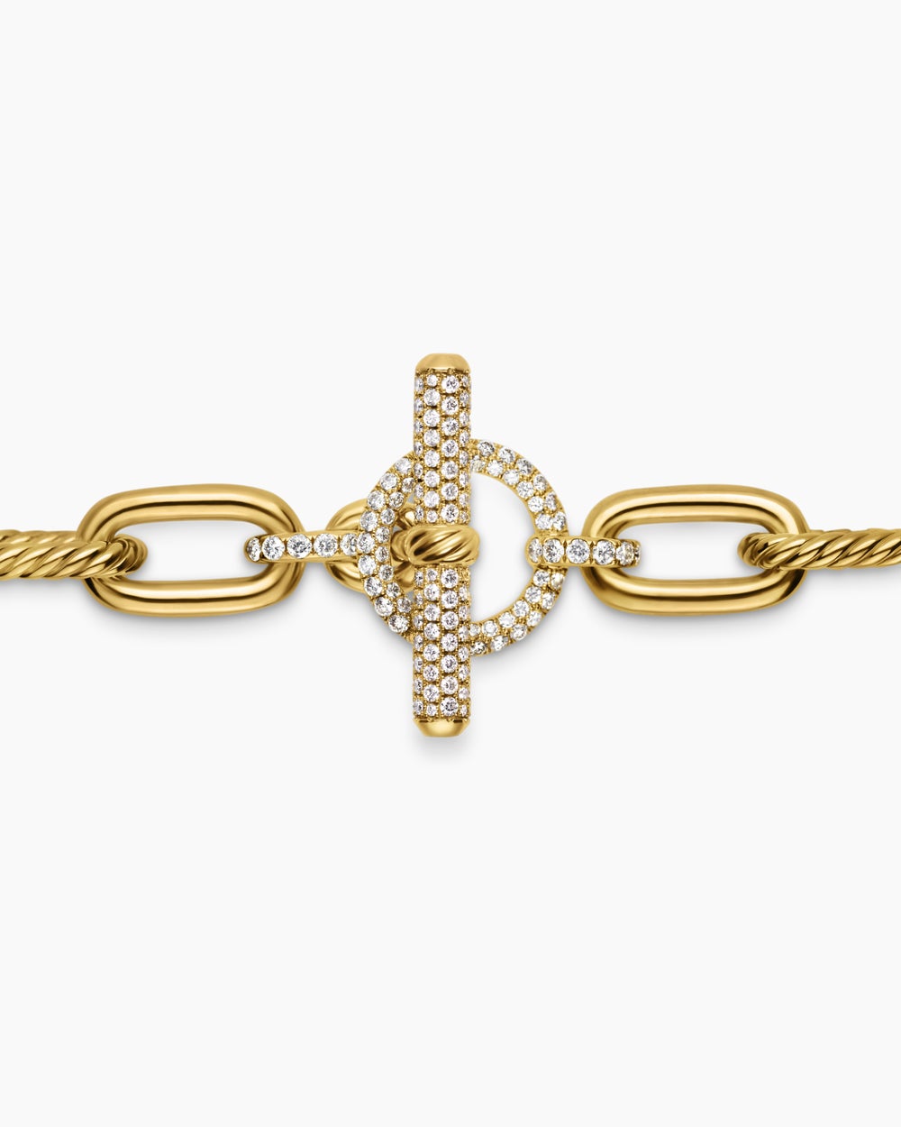 Womens DY Madison® Toggle Chain Necklace in 18K Yellow Gold with Diamonds, 11mm
