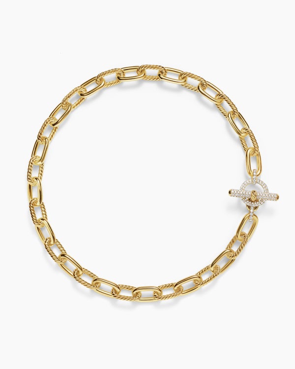 Collier chaîne à bascule DY Madison en or jaune 18 carats avec diamants, 11 mm