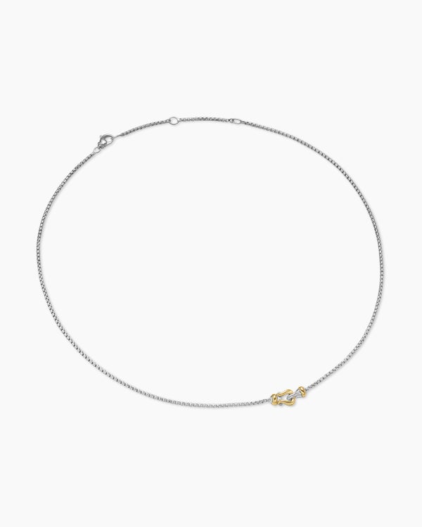 Petite Buckle Necklace in Sterling Silver with 14K Yellow Gold, 16.2mm