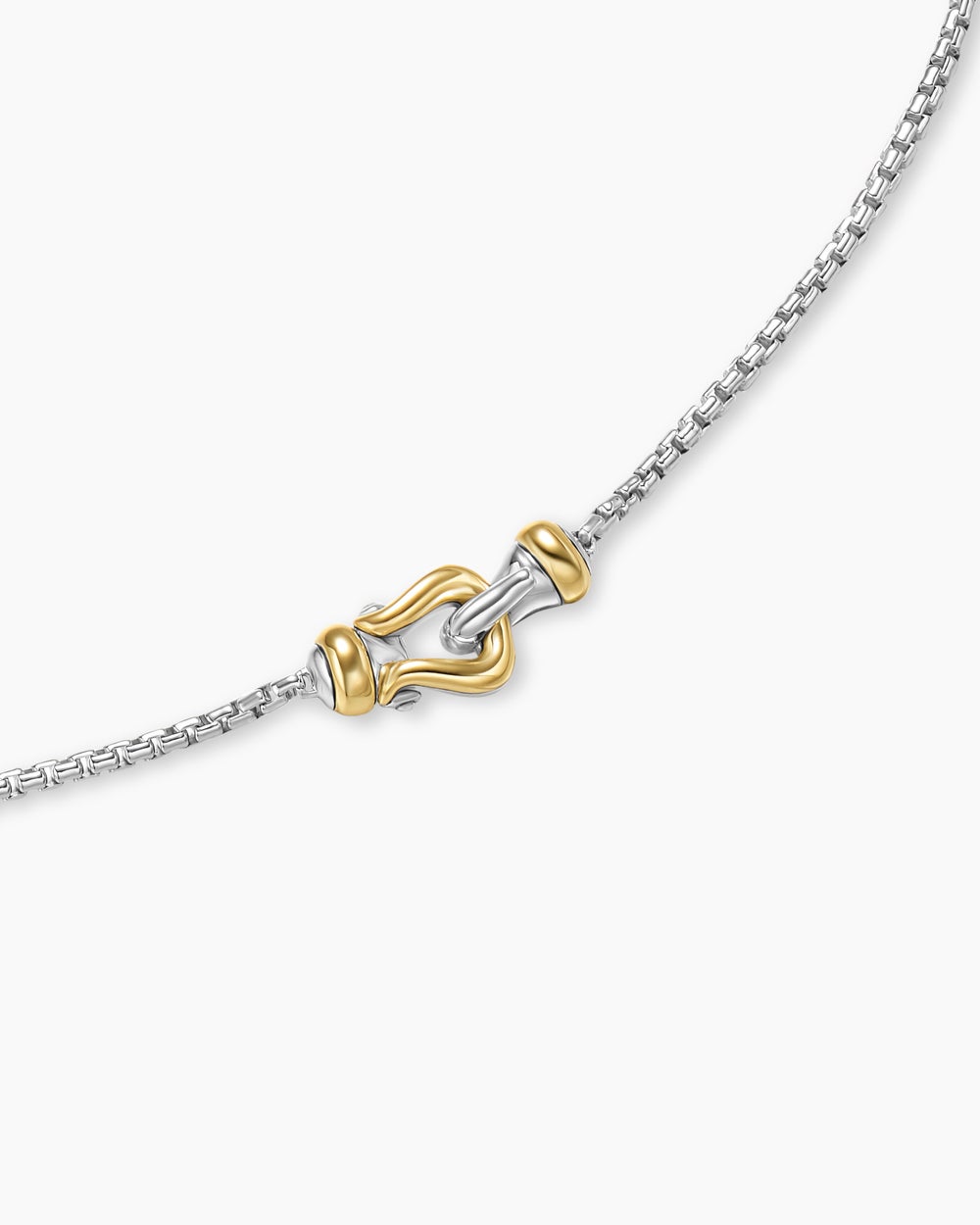 Womens Petite Buckle Necklace in Sterling Silver with 14ct Yellow Gold, 16.2mm