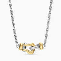 Petite Buckle Necklace in Sterling Silver with 14K Yellow Gold, 16.2mm
