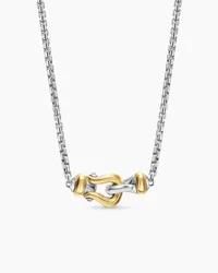 Petite Buckle Necklace in Sterling Silver with 14K Yellow Gold, 16.2mm
